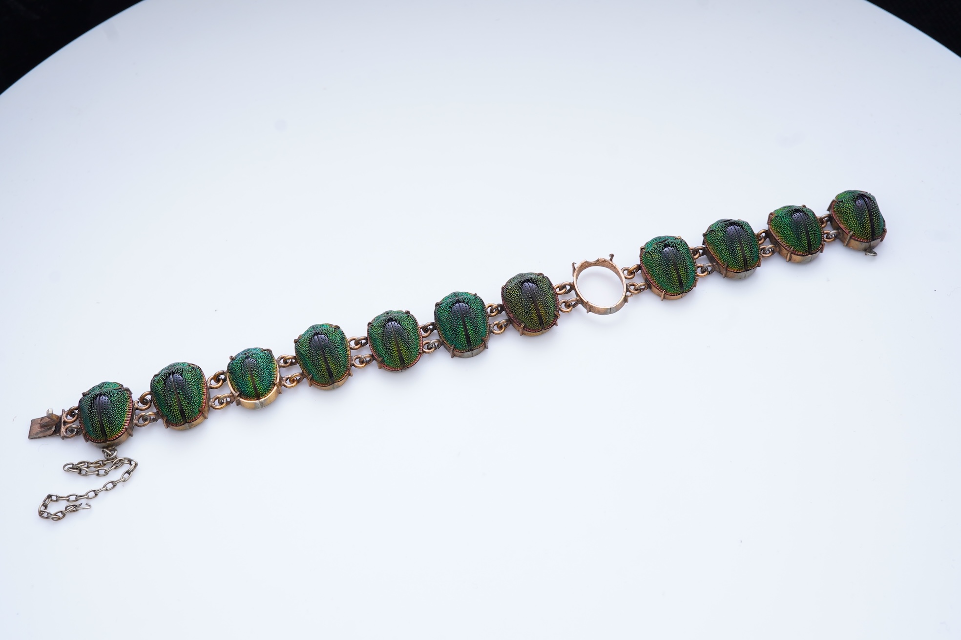 A Victorian beetle carapace bracelet, mid 19th century